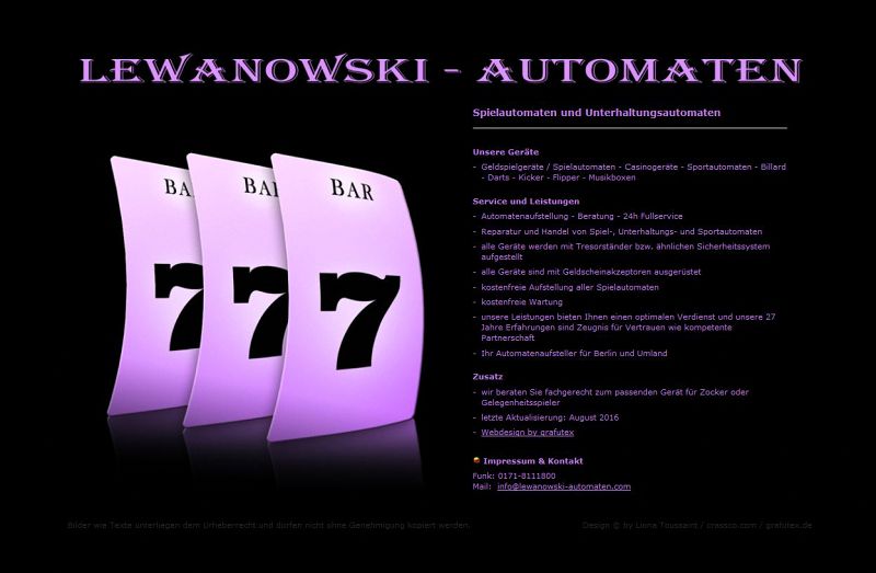 Lewanowski Automaten - Spielautomaten, Geldspieler, Billard, Berlin