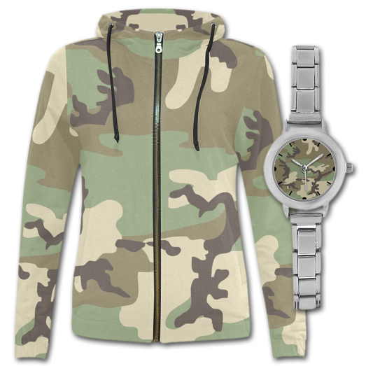 Camouflage Women Hoodie and Camouflage Watch